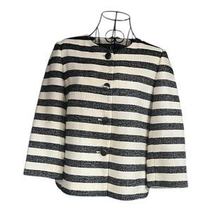 Talbots Lined Black And White Textured Blazer Size 12P Classy